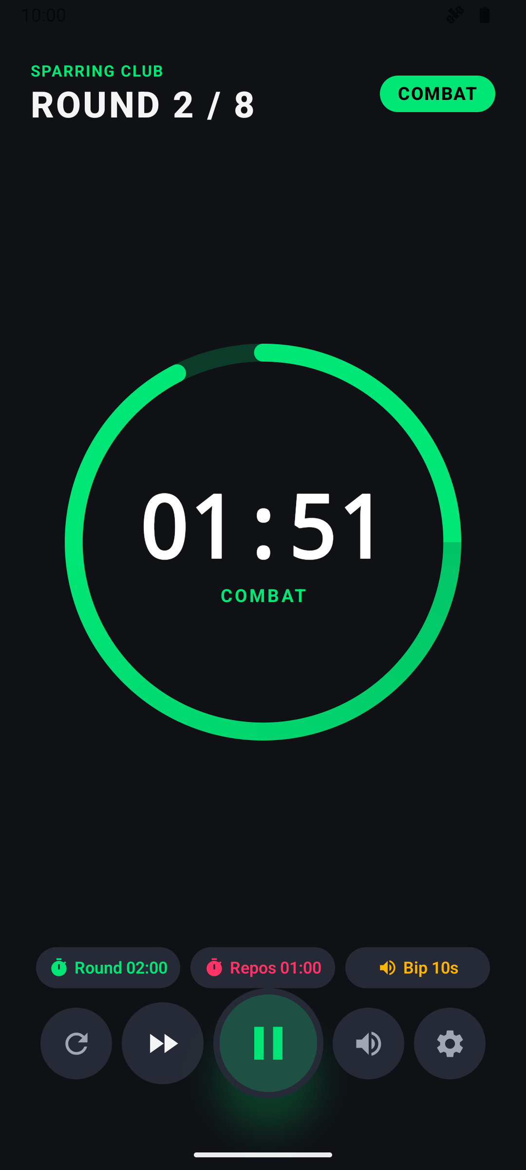 Écran de combat Boxe Timer — Profil Boxe Française