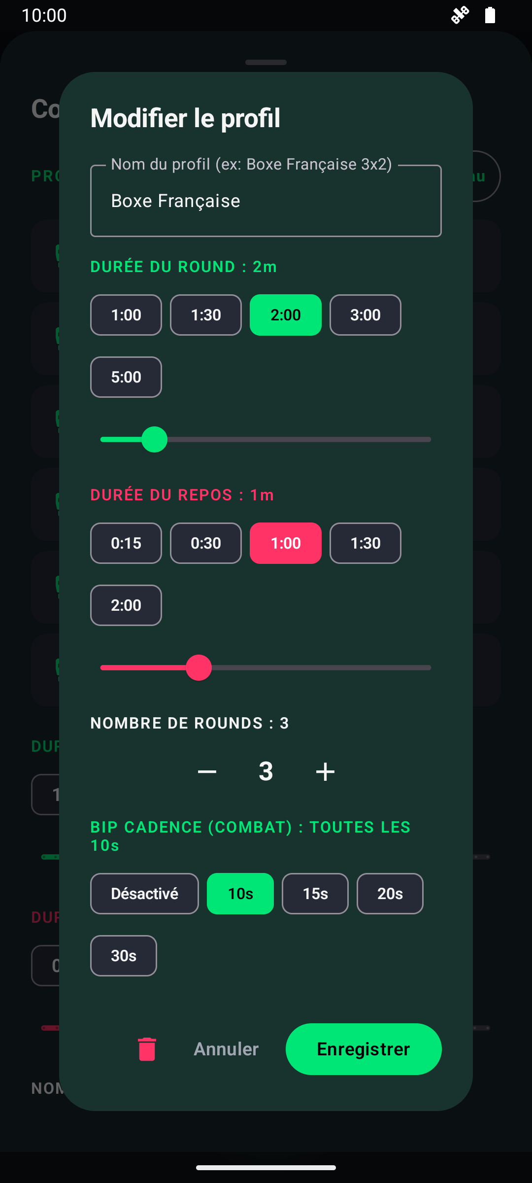 Programmes & Profils — Boxe Timer